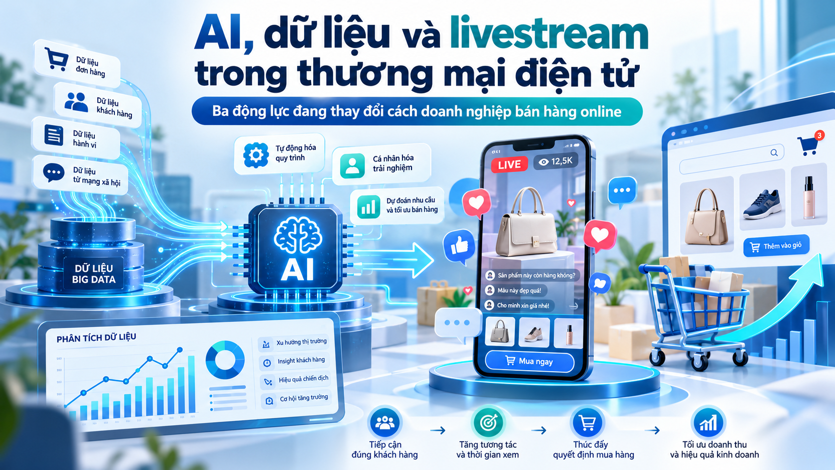 AI, dữ liệu và livestream trong thương mại điện tử
